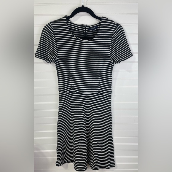 Madewell Black and White Gallerist Fit & Flare Striped Knitted Sweater Dress M - Picture 11 of 12